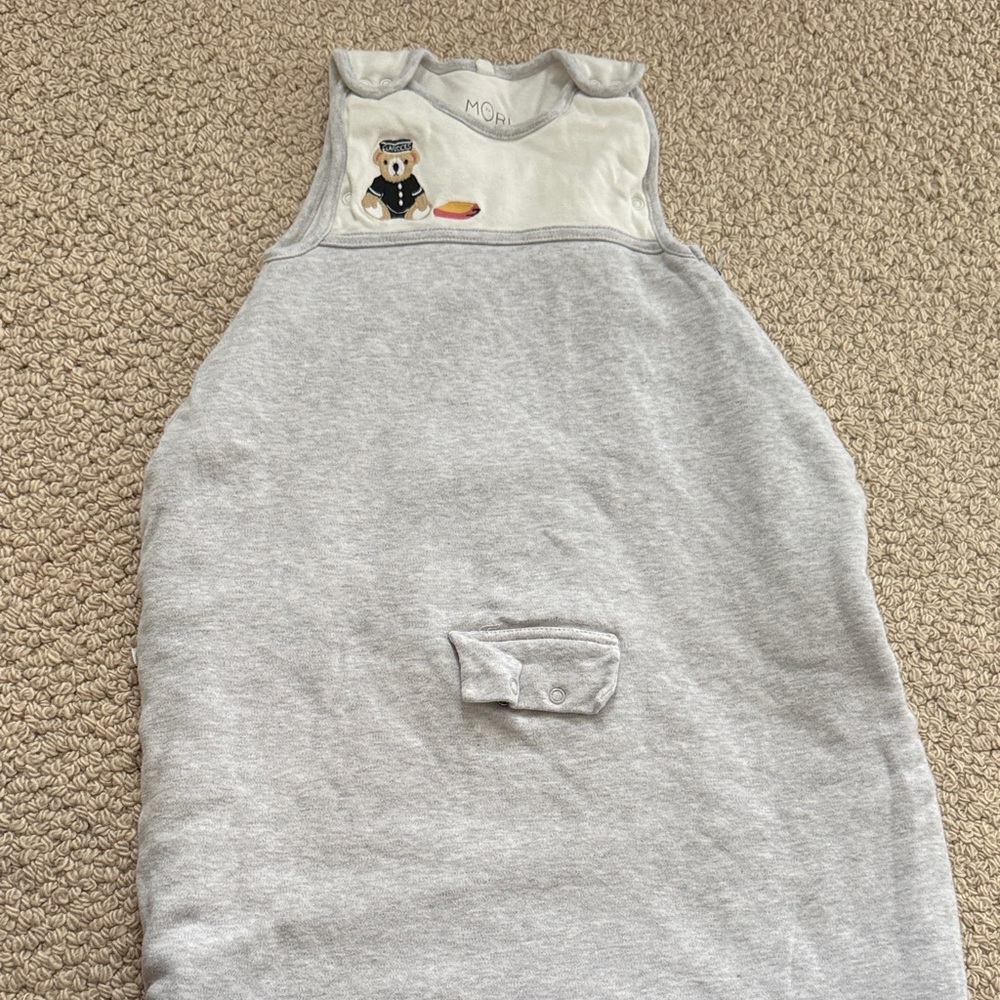 MORI Grey Bear Sleep Sack - Soft Light Grey Kids Pajamas